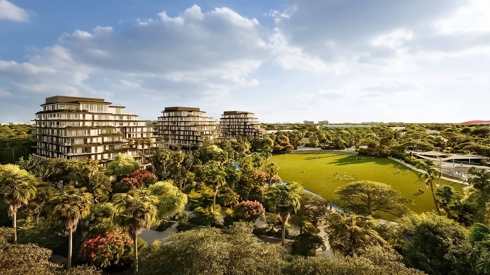 Sama Yas smart community offering convenient access to public transport and digital amenities.