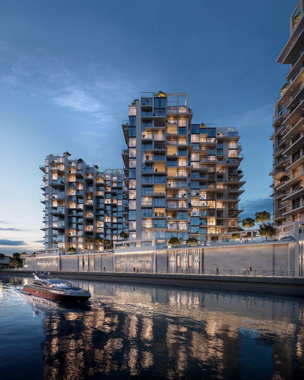 Rooftop infinity pools with canal views at Bab Al Qasr Residence