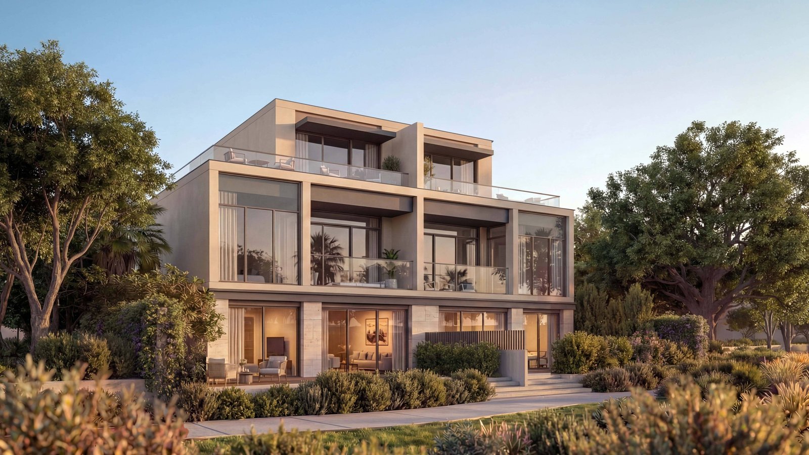 The Terraces at Sobha City Abu Dhabi featuring contemporary luxury residences with elegant architecture and landscaped community surroundings.
