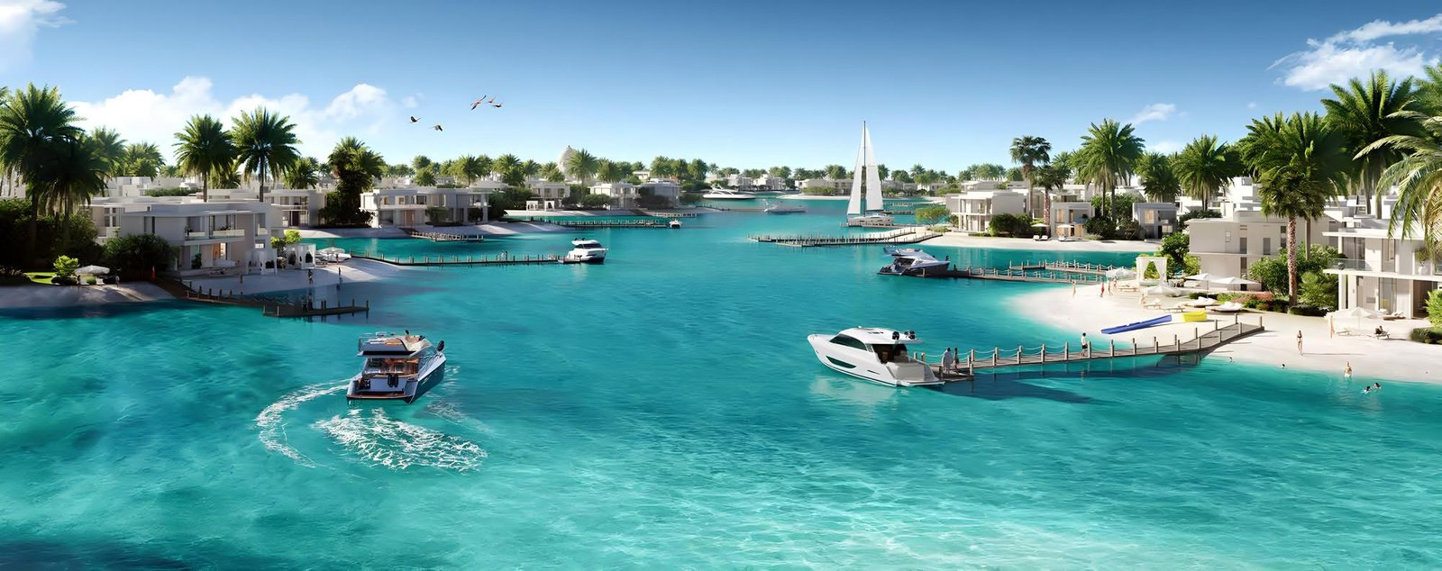 Lifestyle moment highlighting families enjoying the recreational amenities, wellness centers, and scenic beauty of the island.